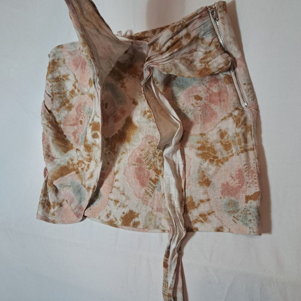 NWOT Free People Sweet As Beach Linen Mini Skirt Size 0 Color Neutral Combo - Picture 9 of 15